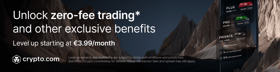 Crypto.com Visa Card — unlock zero-fee trading and other exclusive benefits. Level Up starting at €3.99/month.